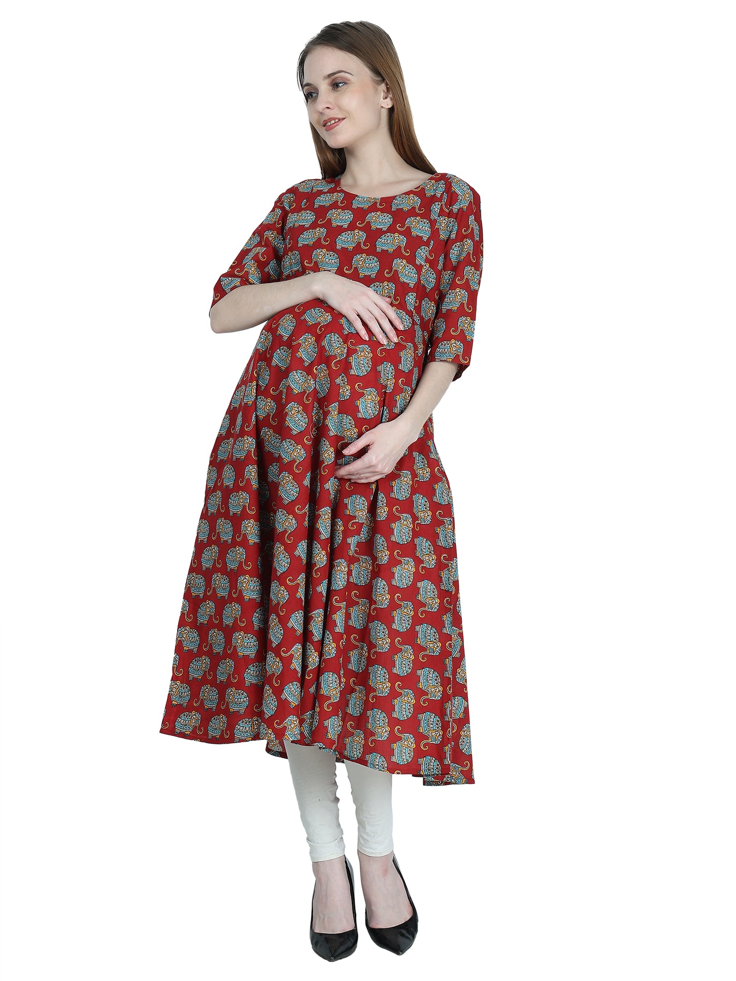 Buy Omsha- Women's Maternity Pregnancy Feeding Cotton Two Side Zipping Kurti  Online at Best Prices in India - JioMart.